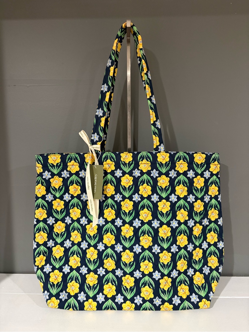Vera Bradley Yellow Floral Quilted Tote on Navy